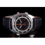 GENTLEMEMS OMEGA SEAMASTER CHRONOSTOP WRISTWATCH REF. 145.008, circular black pie pan dial with