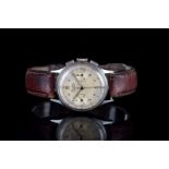 GENTLEMENS BREITLING PREMIER CHRONOGRAPH REF. 789, circular twin register patina dial with dot