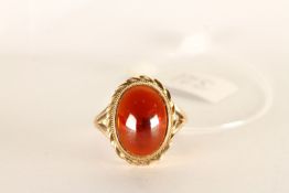 ***TO BE SOLD WITHOUT RESERVE - EX SHOP STOCK*** Cabochon Orange Stone Ring, finger size L, total