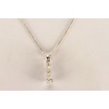 Diamond Trilogy Necklace, set with 3 diamonds, stamped 18ct white gold, approximate chain length