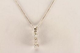 Diamond Trilogy Necklace, set with 3 diamonds, stamped 18ct white gold, approximate chain length