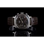 GENTLEMENS HEUER CAMARO CHRONOGRAPH WRISTWATCH, circular chocolate triple register dial with cream