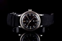 GENTLEMENS SMITH BRITISH MILITARY ISSUED WRISTWATCH, circular black tritium dial with white Arabic