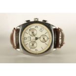 GENTLEMENS DUNHILL CHRONOGRAPH WATCH, circular silver dial with hour markers and arabic numbers,