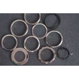 GROUP OF ASSORTED BEZELS, group of 10 bezels including mondia and possibly omega, seals, black inner