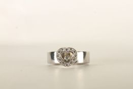 Chopard Floating Diamond Ring, heart shaped centre set with round brilliant cut diamonds, 1 floating