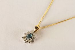 ***TO BE SOLD WITHOUT RESERVE - EX SHOP STOCK*** Blue topaz and Cubic Zirconia necklace, stamped 9ct