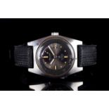 GENTLEMENS AQUASTAR AUTOMATIC DIVERS WRISTWATCH REF. 1701, circular grey sunburst dial with cream