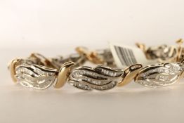 Diamond Bracelet, set with rows of baguette cut diamonds, total approximate length 19.5cm, please
