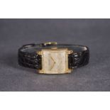 VINTAGE 14CT LONGINES DECO DRESS WATCH, square dial with gilt Arabic numerals, subsidiary seconds