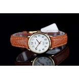 LADIES TIMEX WRISTWATCH, circular white dial with black Arabic numerals and hands, 25mm gold plate