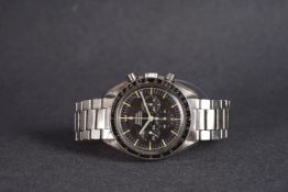 GENTLEMENS OMEGA SPEEDMASTER CHRONOGRAPH WRISTWATCH REF. 145012-67, circular black triple register