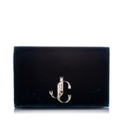 Jimmy Choo Velvet Varenne Chain Crossbody, the Varenne features a velvet body, a back exterior