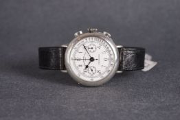 GENTLEMENS EBERHARD & CO 925 SILVER CHRONOGRAPH WRISTWATCH 1/296 REF. 31008, circular twin