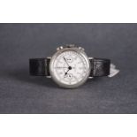 GENTLEMENS EBERHARD & CO 925 SILVER CHRONOGRAPH WRISTWATCH 1/296 REF. 31008, circular twin