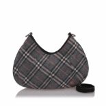 Burberry Nova Check Woold Hobo Bag, this hobo bag features a wool body and leather trim, an