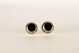 ***TO BE SOLD WITHOUT RESERVE - EX SHOP STOCK*** Pair of black stud earrings, stamped sterling