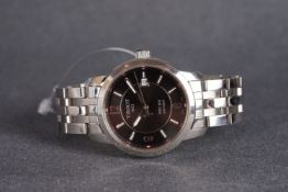 GENTLEMENS TISSOT PRC 200 DATE WRISTWATCH, circular black dial with silver hour markers and hands,