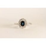 Sapphire and Diamond Ring, stamped 18ct white gold, finger size N.