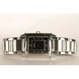 LADIES GIRARD PERREGAUX WRISTWATCH REF 2591, rectangular black dial with arabic numbers, 23mm