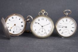 GROUP OF 3 POCKET WATCHES, two 925 sterling silver pocket watches, one metal which is running.***