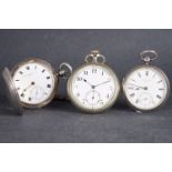 GROUP OF 3 POCKET WATCHES, two 925 sterling silver pocket watches, one metal which is running.***