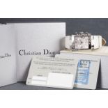 LADIES CHRISTIAN DIOR CHRONOGRAPH WRISTWATCH W/ BOX & PAPERS, square triple register dial with