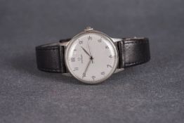 VINTAGE OMEGA DRESS WATCH, circular silvered dial, applied Arabic numerals, stainless steel case,