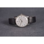 VINTAGE OMEGA DRESS WATCH, circular silvered dial, applied Arabic numerals, stainless steel case,