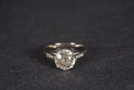 2.87ct Old Cut Diamond Ring, single old cut diamond, weighing an estimated 2.87ct, eight double claw