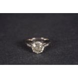 2.87ct Old Cut Diamond Ring, single old cut diamond, weighing an estimated 2.87ct, eight double claw