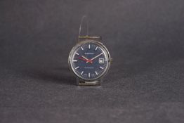***TO BE SOLD WITHOUT RESERVE*** GENTLEMENS DIANTVS DATE WRISTWATCH, circular blue dial with block