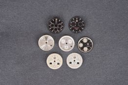GROUP OF TAG HEUER CHRONOGRAPH DIALS HANDS SPARE PARTS, 7 TAG Heuer dials from models including