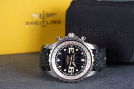 GENTLEMENS BREITLING CHRONOSPACE ANALOG/DIGITAL WRISTWATCH W/ TRAVEL CASE & BOOKLETS, circular to