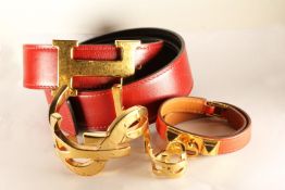 4 Items, Hermes Belt - approximate total length 83cm at largest. Hermes Bracelet - approximate total