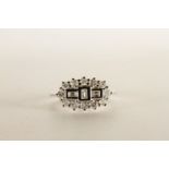 Diamond Boat Cluster Ring, set with baguette cut and round brilliant cut diamonds totalling