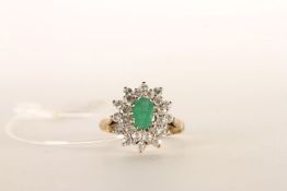 ***TO BE SOLD WITHOUT RESERVE - EX SHOP STOCK*** Emerald and White Sapphire Cluster Ring, stamped