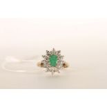 ***TO BE SOLD WITHOUT RESERVE - EX SHOP STOCK*** Emerald and White Sapphire Cluster Ring, stamped