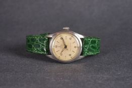 GENTLEMENS TUDOR OYSTER ROYAL WRISTWATCH REF. 7903, circular patina dial with arabic numeral hour