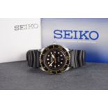 SEIKO FIFTY FIVE FATHOMS AUTOMATIC DIVERS WATCH REF 7S36-04NO WITH BOX AND PAPERS, circular black