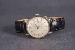 RARE IWC X TURLER AUTOMATIC 1957, circular silvered pie pan dial, signed international Watch Co