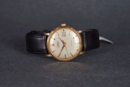 GENTLEMENS ANGELUS DATOGRAPHE 18CT GOLD WRISTWATCH, circular off white dial with gold hour markers