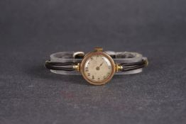 LADIES ROLEX 9CT GOLD COCKTAIL WATCH, circular patina dial with arabic numeral hour markers and