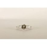 Diamond Ring, centre set with 1 round brilliant cut diamond, estimated 0.97ct, 6 claw set, diamond