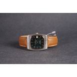 GENTLEMENS OMEGA CONSTELLATION AUTOMATIC DATE WRISTWATCH, rounded square green graduated gloss