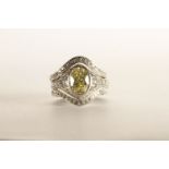 3 x Rings, Ring 1 - centre set with a natural fancy yellow diamond totalling approximately 1.40ct,