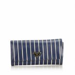 Prada Striped Saffiano Leather Continental Long Wallet, this long wallet features a striped saffiano