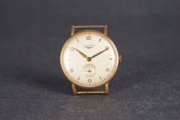 VINTAGE 18CT OVERSIZED LONGINES, circular dial with arrow and Arabic numeral hour markers,