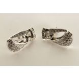 Pair of Diamond Clip Earrings, each set with round brilliant cut diamonds, clip on backs,
