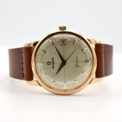 GENTLEMAN'S 18CT PINK GOLD OMEGA GENEVE WITH CROSSHAIR DIAL, FRENCH CASE, REF 583134, FROM 1961,